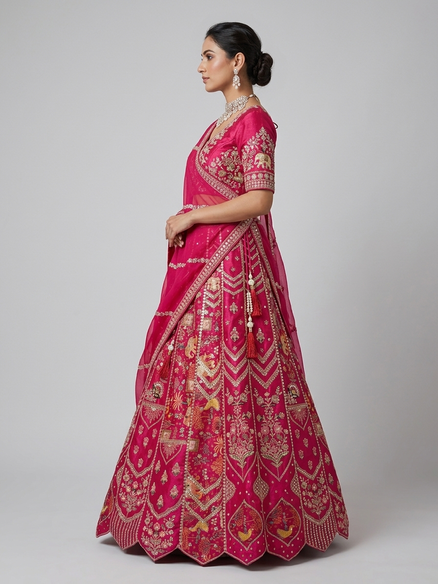 Bridal Lehnga — Model — left side view