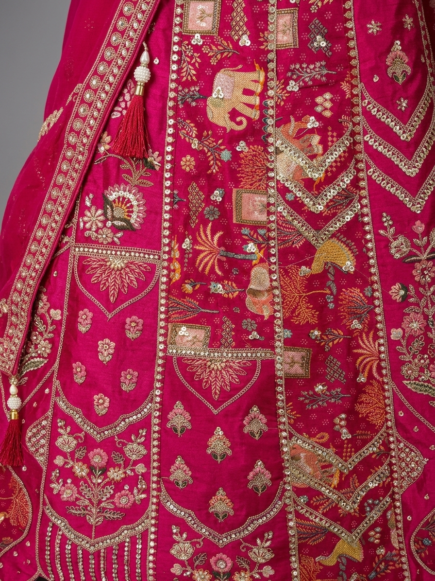 Bridal Lehnga — Macro — work close-up