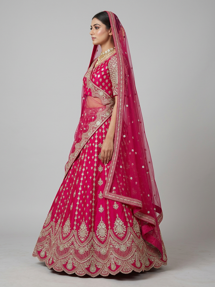Bridal Lehnga — Model — left side view