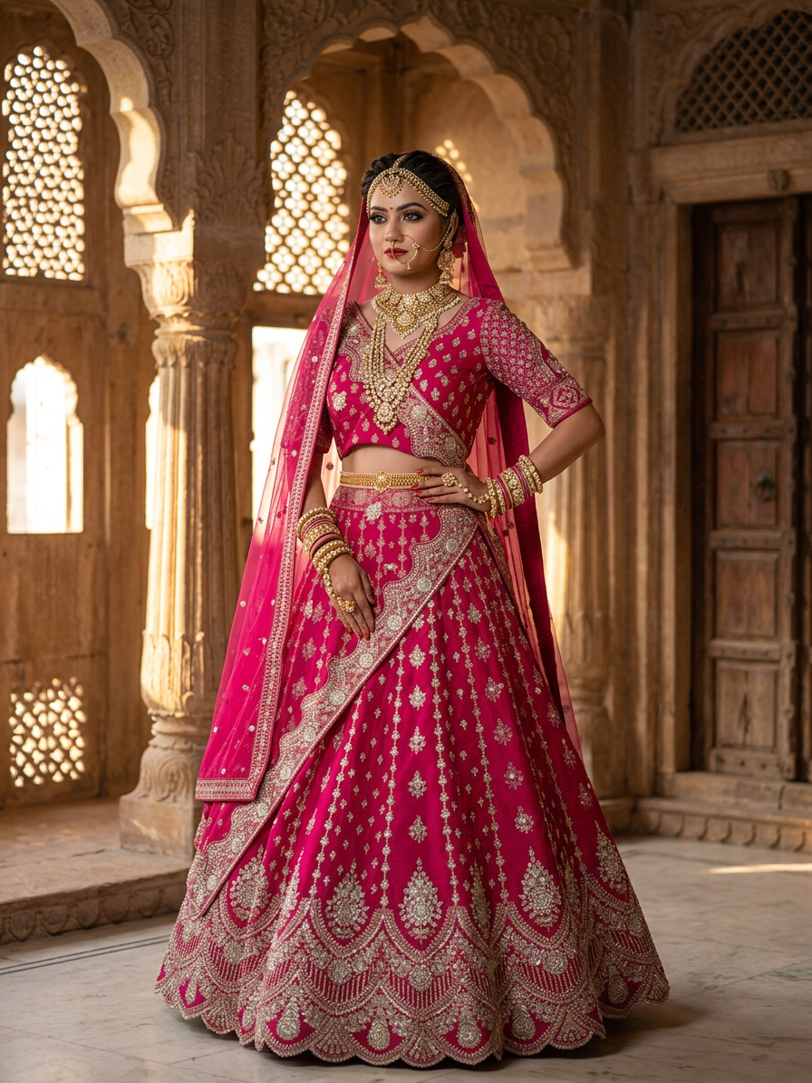 Bridal Lehnga — Indian bride wearing it · Heritage haveli