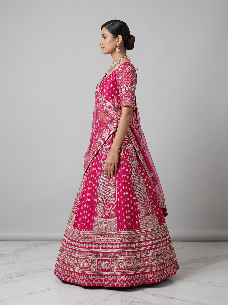 Bridal Lehnga - Sartaj -14 — Model — left side view