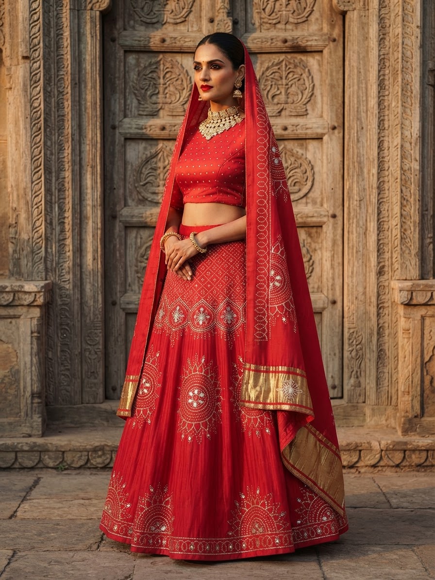 Red Gota Patti Designer Lehenga Set