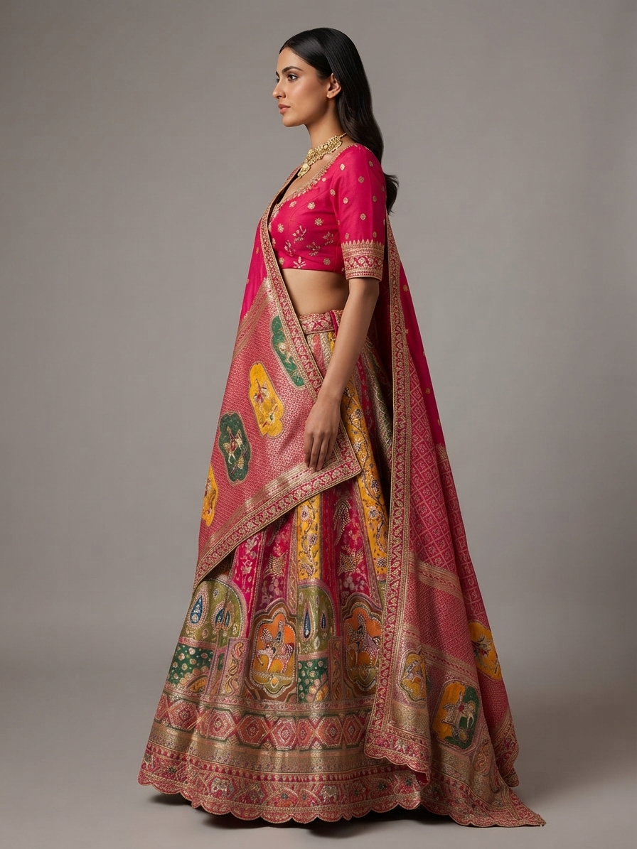 Bridal Lehnga — Model — left side view