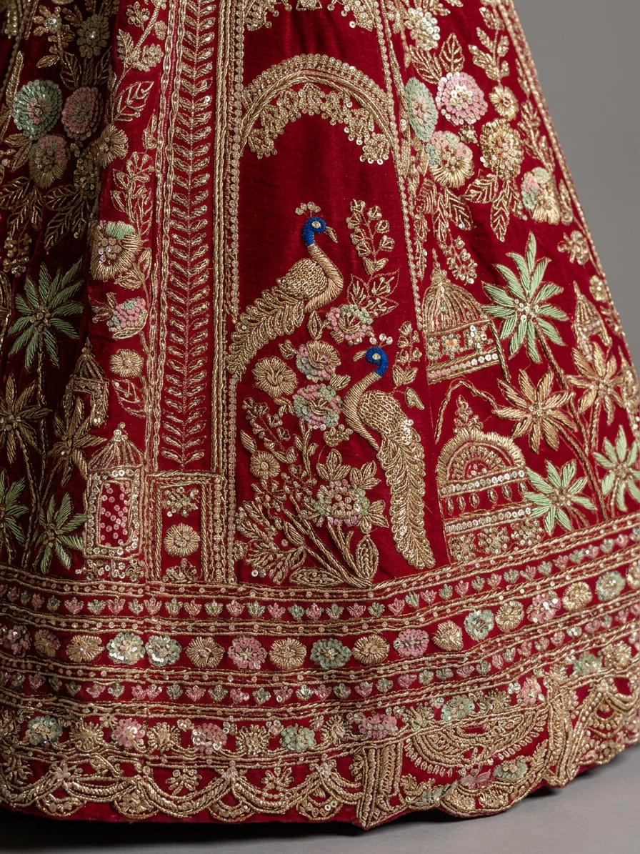 Bridal Lehnga - Sartaj -8 — Fabric texture