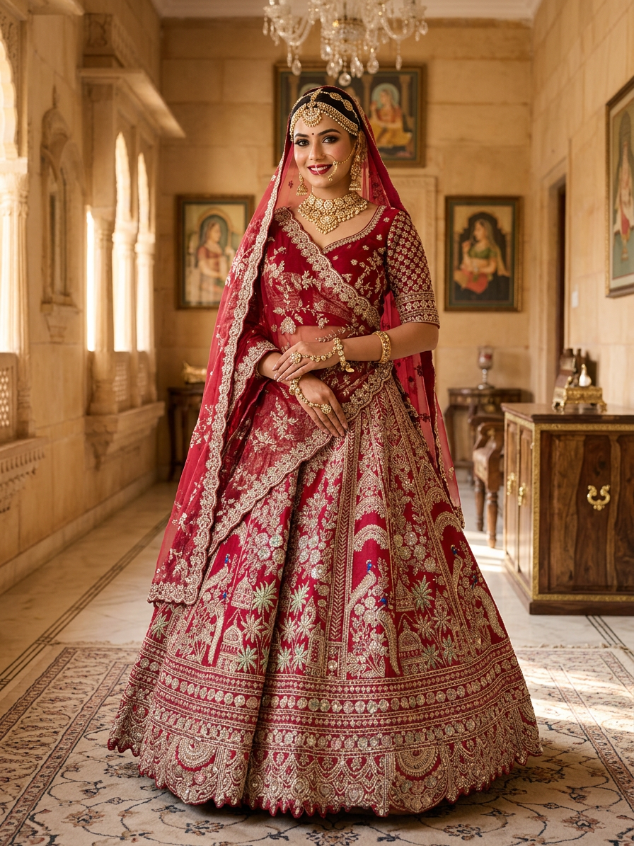 Bridal Lehnga - Sartaj -8 — Indian bride wearing it · Heritage haveli