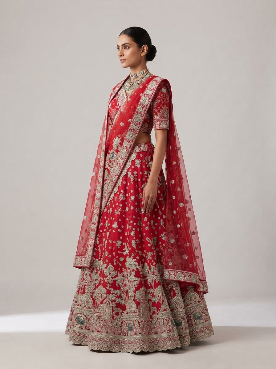 Bridal Lehnga — Model — left side view