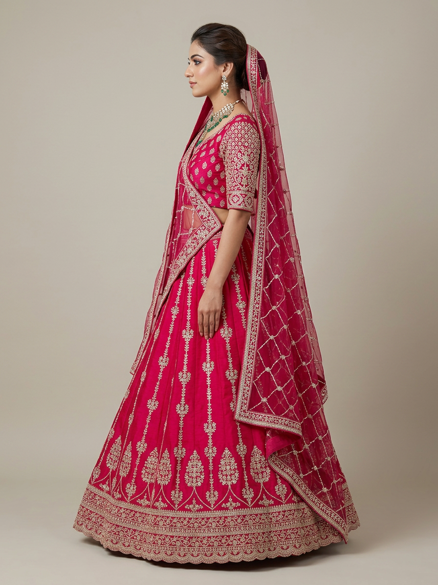Bridal Lehnga — Model — left side view