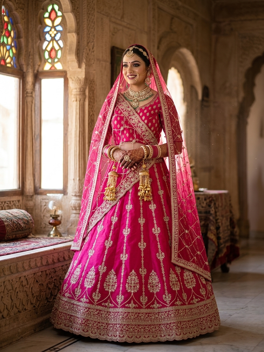 Bridal Lehnga — Indian bride wearing it · Heritage haveli