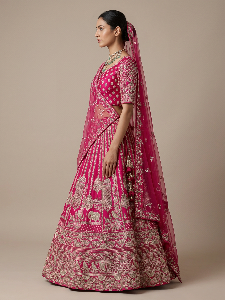 Bridal Lehnga - Sartaj -4 — Model — left side view