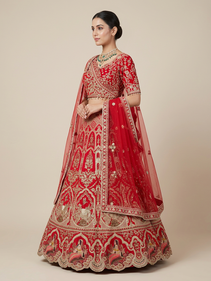 Bridal Lehnga — Model — left side view