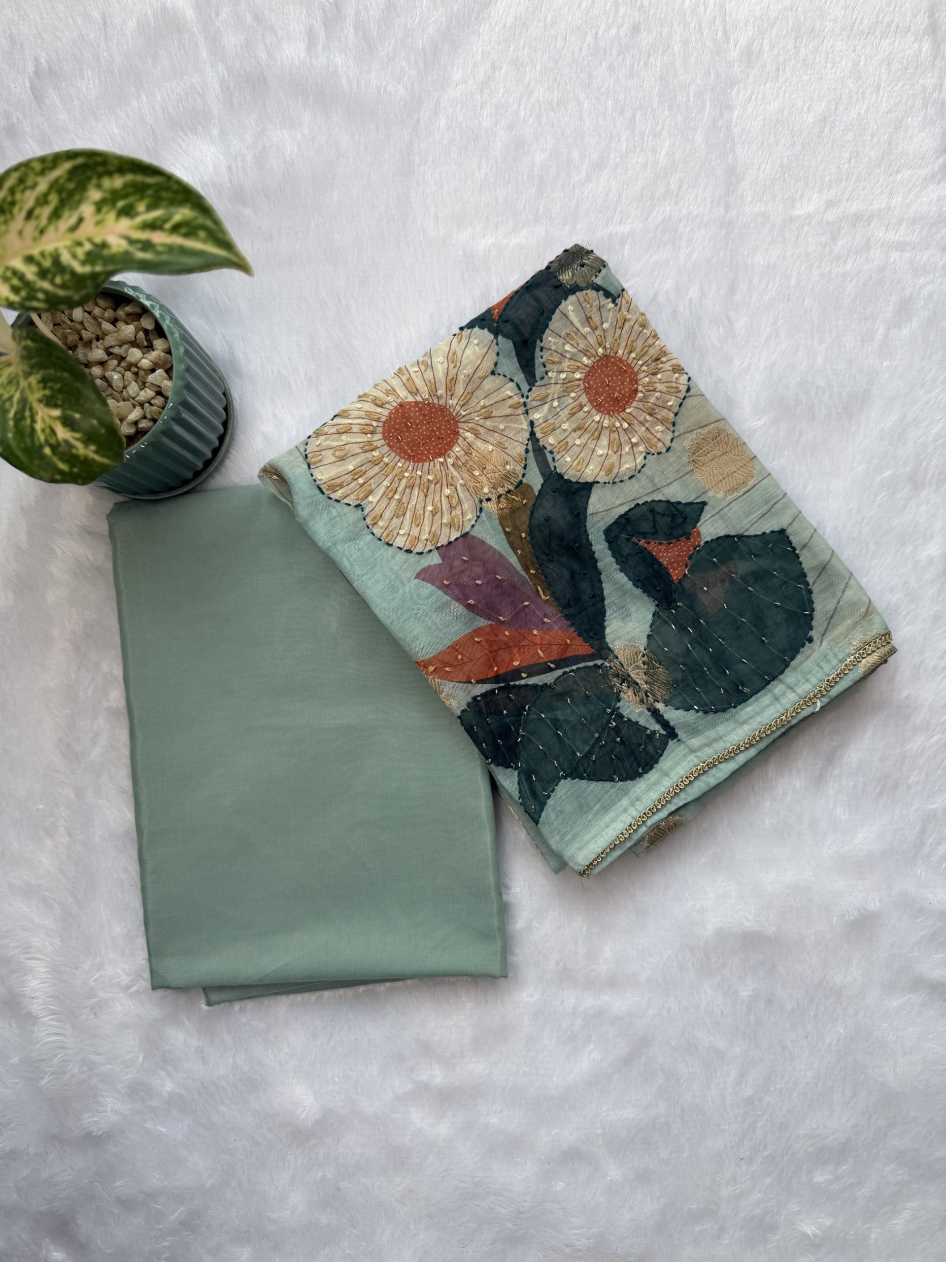 Hand-Embroidered Floral Cotton Suit Set — image 4 of 6