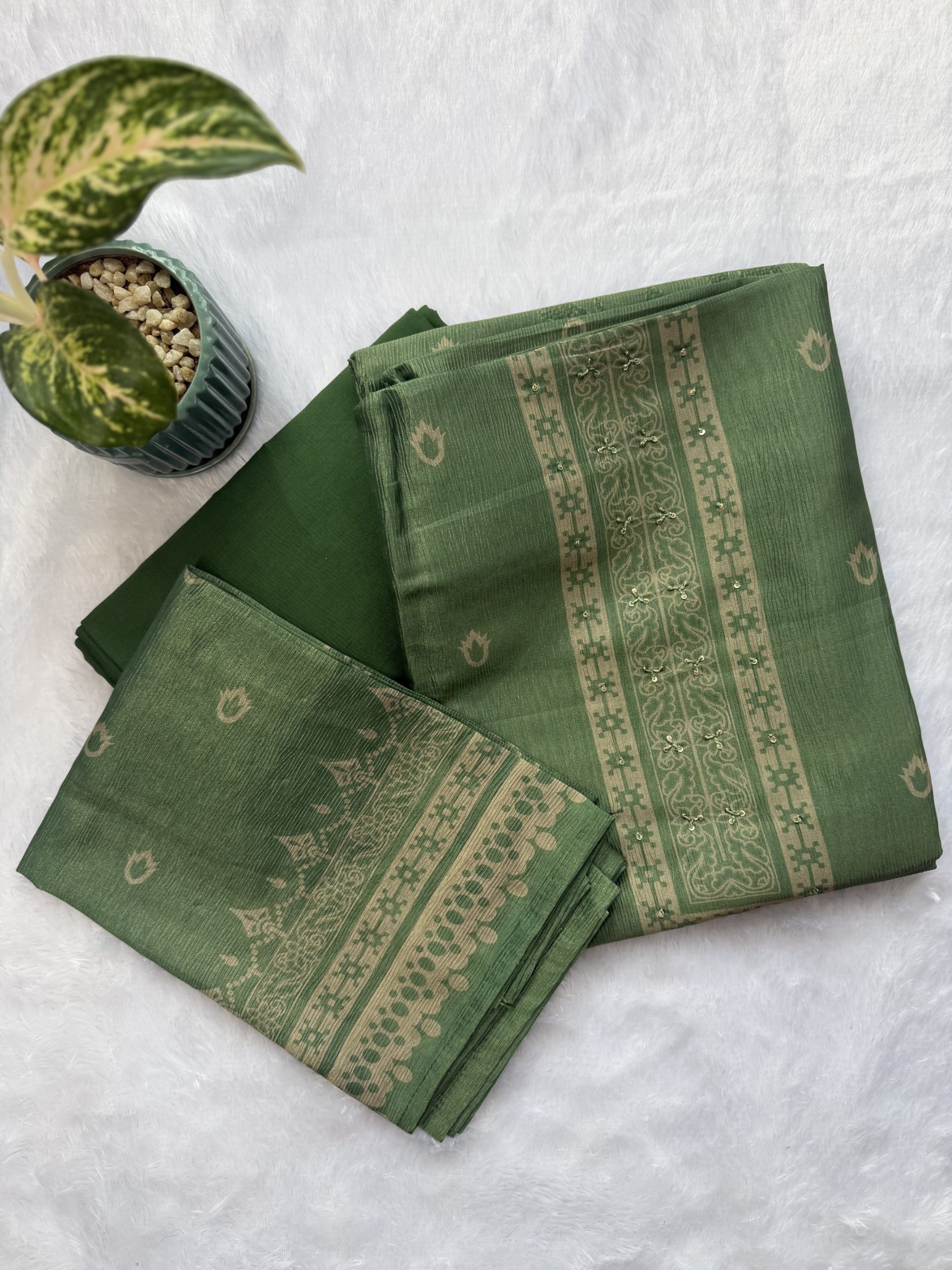 Silk Blend Printed Suit with Beads Embroidery — image 3 of 3