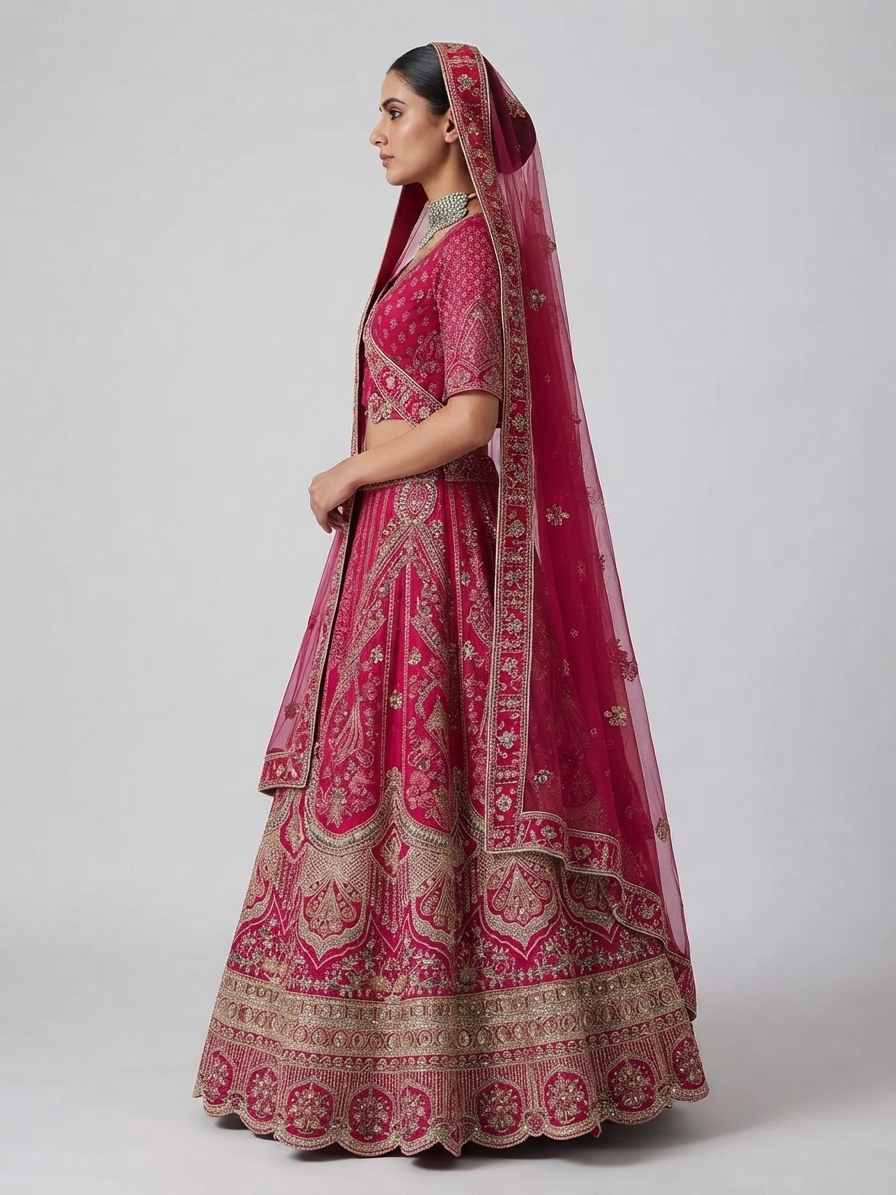 Bridal Lehnga - CSMAD — Model — left side view