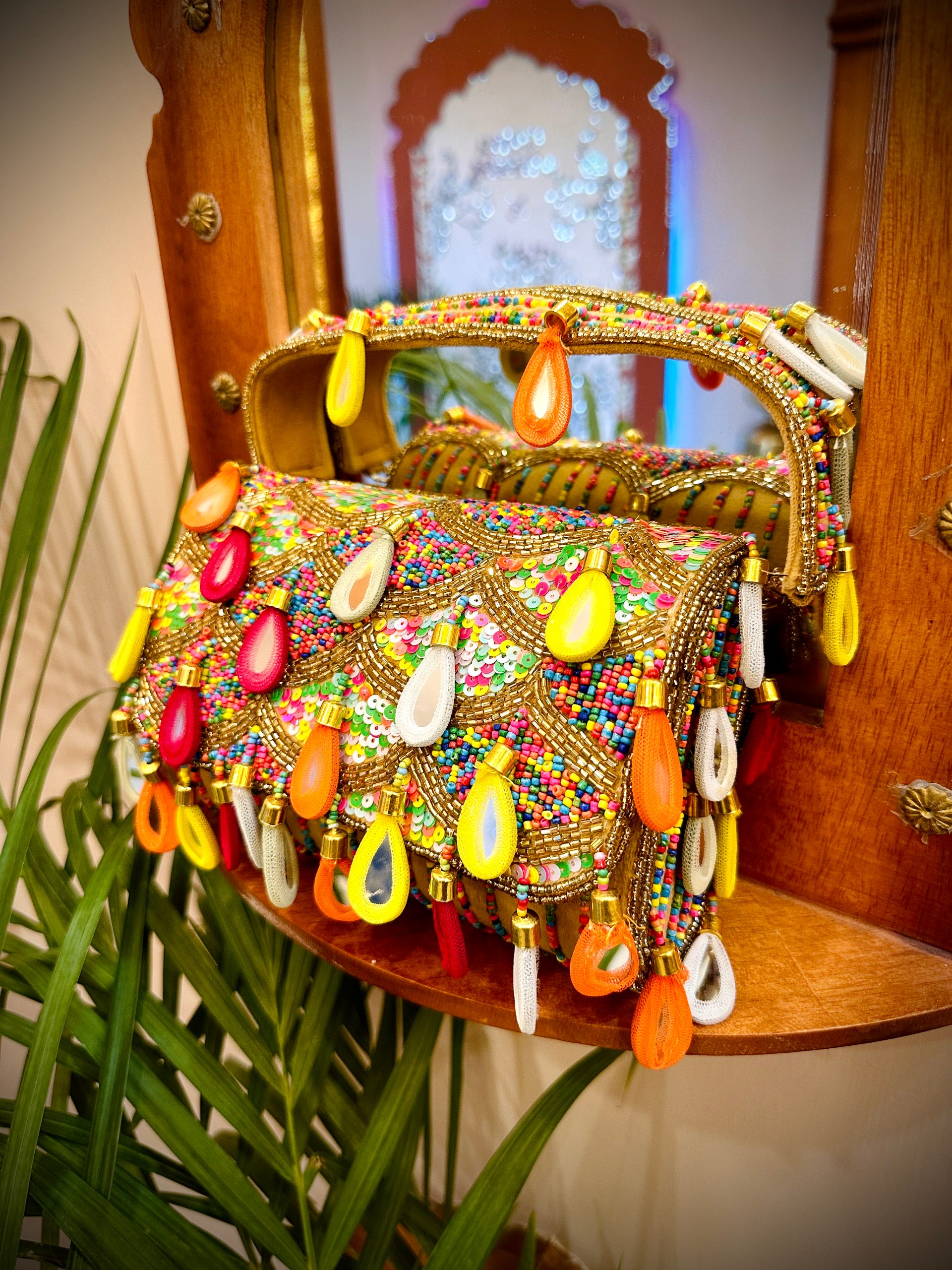 Multi Mirror Flap Bag | Handcrafted Beaded Clutch — image 3 of 4