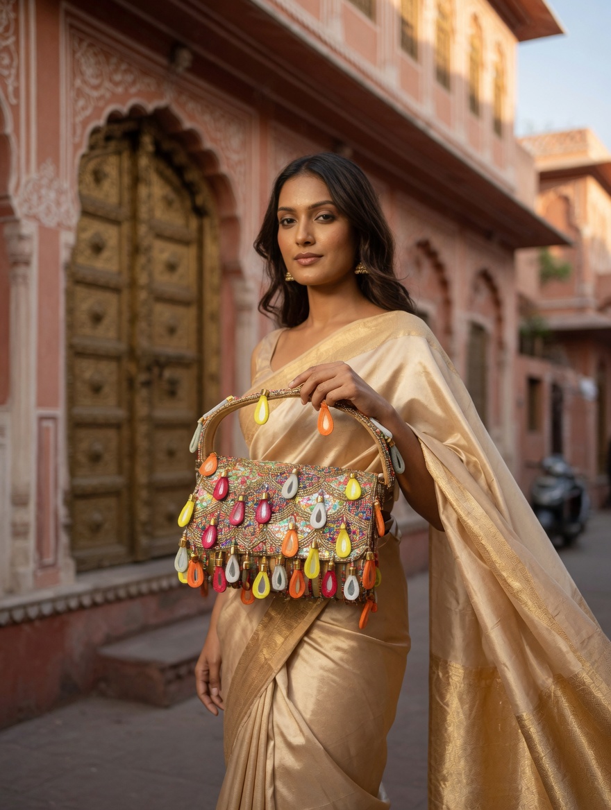 Multi Mirror Flap Bag | Handcrafted Beaded Clutch