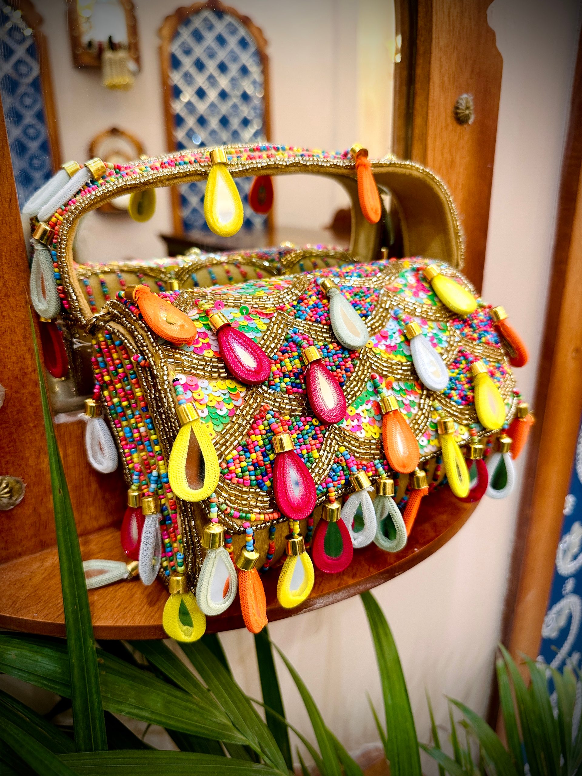Multi Mirror Flap Bag | Handcrafted Beaded Clutch — image 2 of 4