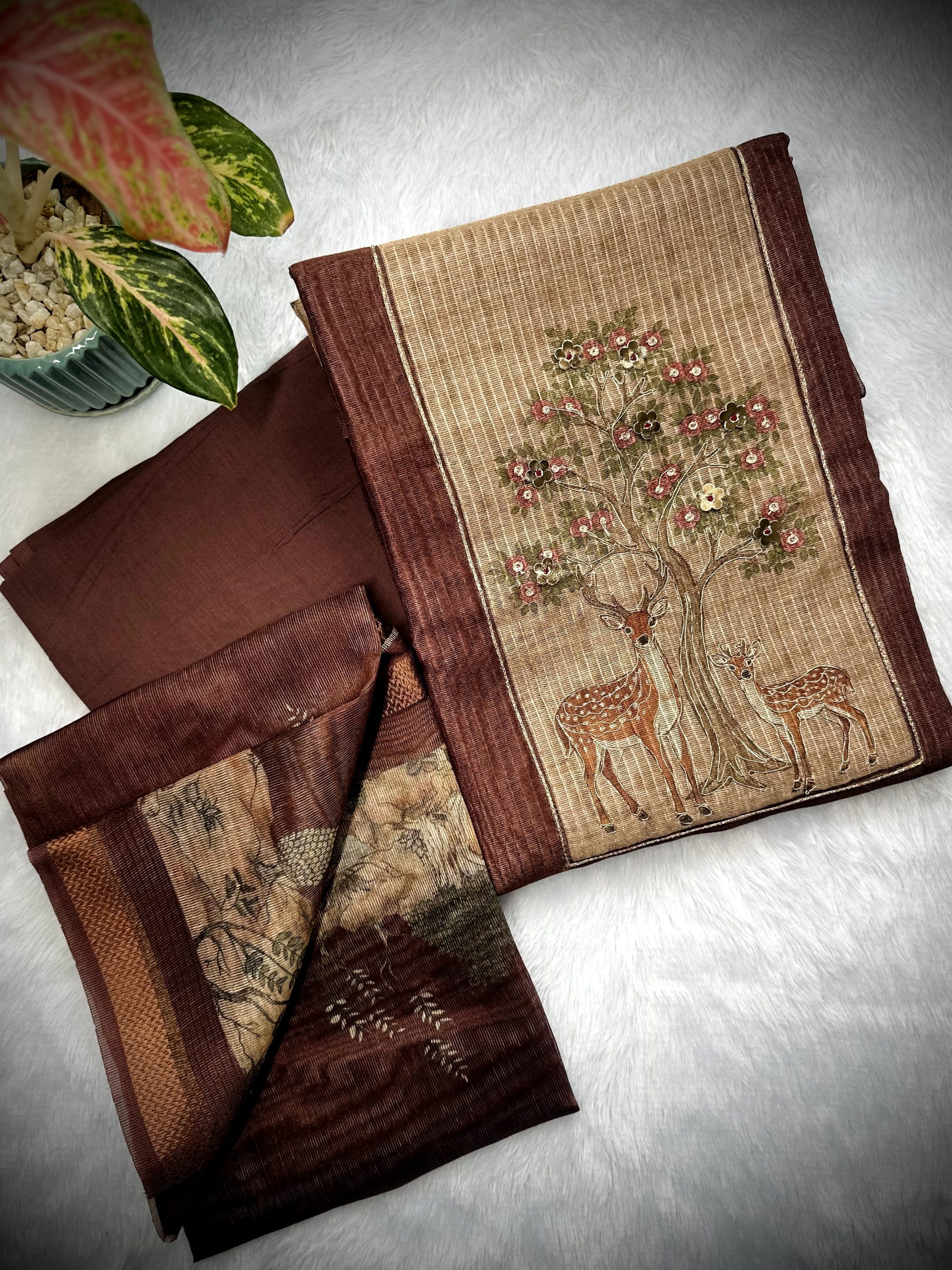 Embroidered Party Wear Suit with Deer Motif — image 2 of 5