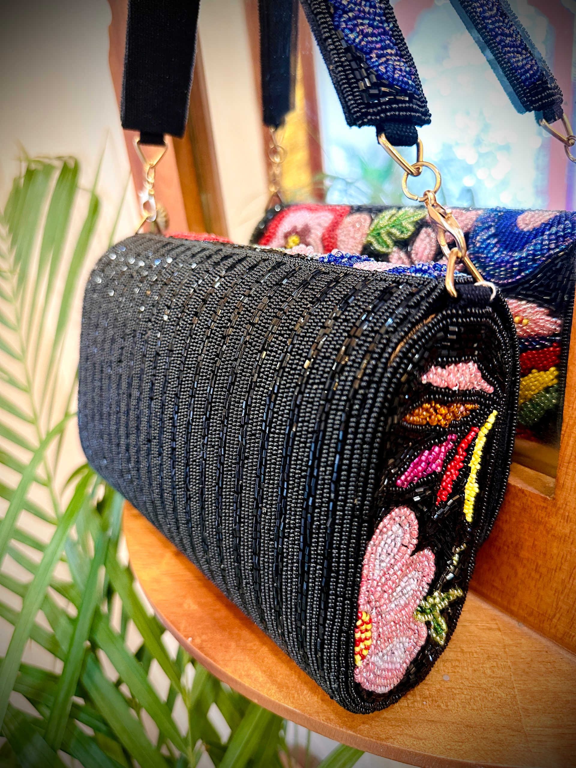 Multi-Color Beaded Flap Bag with Hanging Belt — image 5 of 5