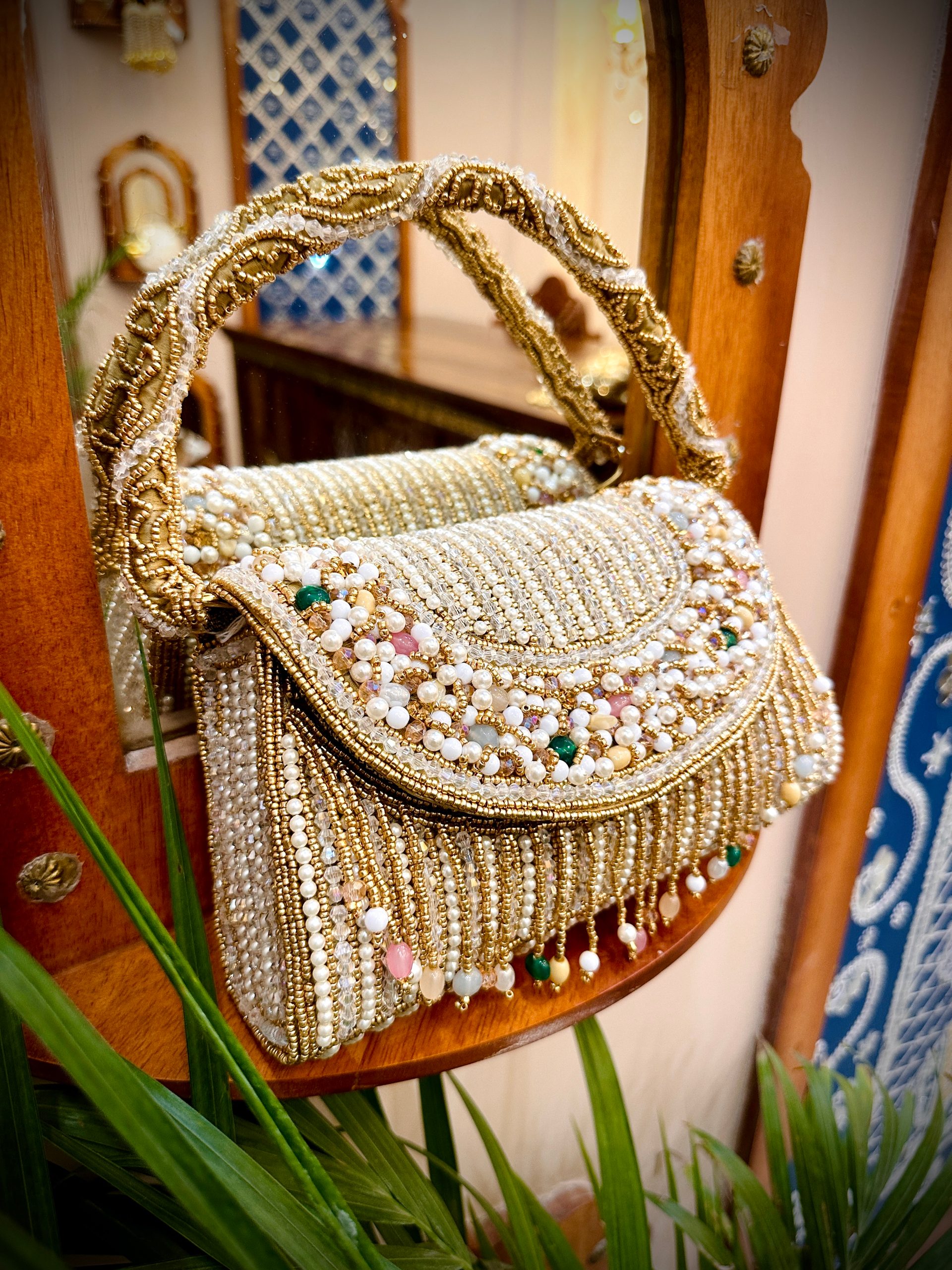 Clutch Bag with Multicolour Bears and Golden Sequins Work — image 2 of 5