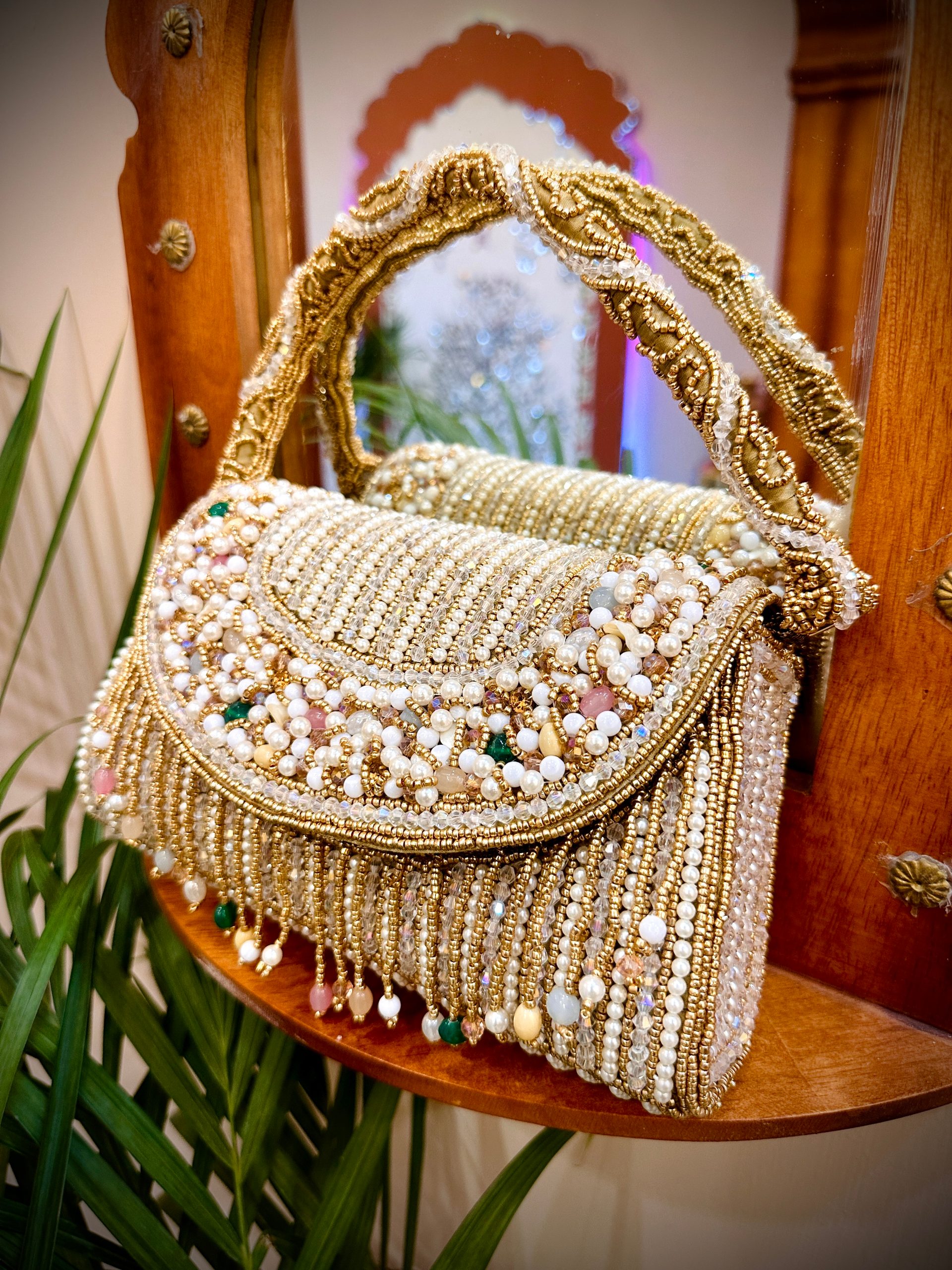 Clutch Bag with Multicolour Bears and Golden Sequins Work — image 3 of 5